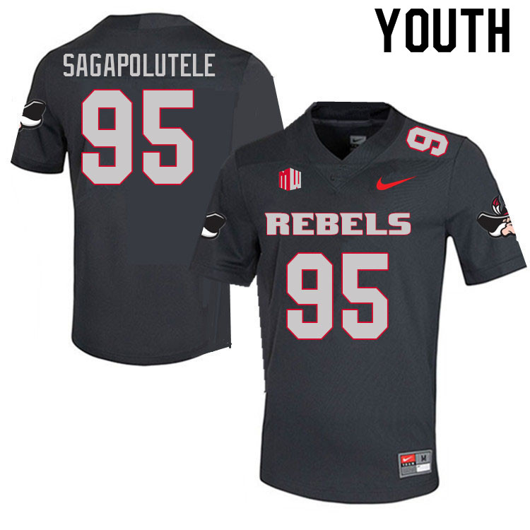 Youth #95 Anthony Sagapolutele UNLV Rebels College Football Jerseys Sale-Charcoal - Click Image to Close